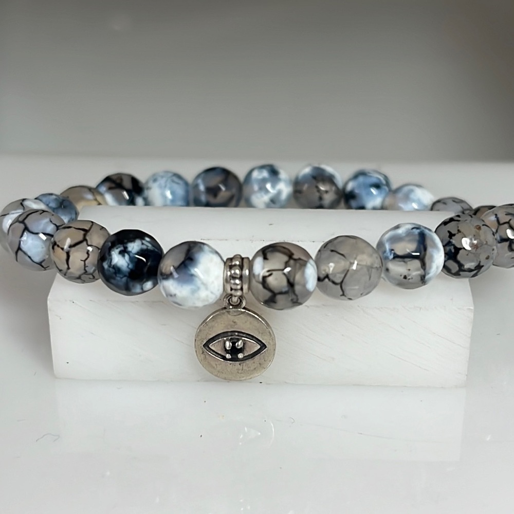 Stretch beaded bracelet Eye protection charm